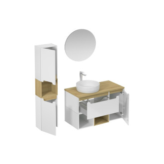 Kúpeľňová zostava s umývadlom vrátane umývadlovej batérie, vtoku a sifónu Naturel Stilla biela lesk KSETSTILLA013