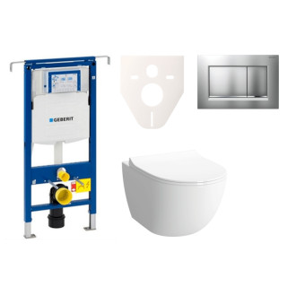 Cenovo zvýhodnený závesný WC set Geberit do ľahkých stien / predstenová montáž + WC Vitra Vitra Shift SIKOGES4N7