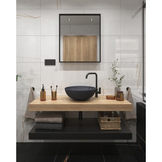 Umývadlo na dosku SAT Cemento 42x42 cm antracit bez prepadu CEM4242A