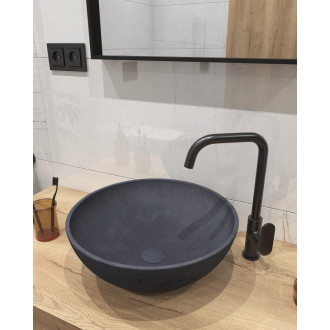 Umývadlo na dosku SAT Cemento 42x42 cm antracit bez prepadu CEM4242A