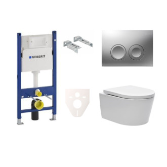 Cenovo zvýhodnený závesný WC set Geberit do ľahkých stien / predstenová montáž + WC SAT Brevis SIKOGES7W3S