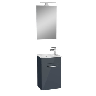 Kúpeľňová zostava s umývadlom zrkadlom a osvetlením Vitra Mia 39x61x28 cm antracit lesk MIASET40A