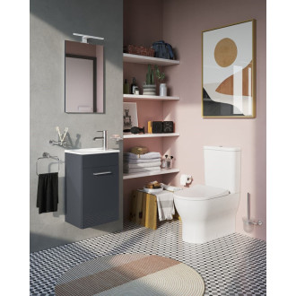 Kúpeľňová zostava s umývadlom zrkadlom a osvetlením Vitra Mia 39x61x28 cm antracit lesk MIASET40A