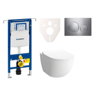 Cenovo zvýhodnený závesný WC set Geberit do ľahkých stien / predstenová montáž + WC Vitra Vitra Shift SIKOGES4N41