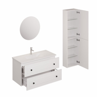 Kúpeľňová zostava s umývadlom vrátane umývadlovej batérie, vtoku a sifónu Naturel Forli biela KSETFORLI3