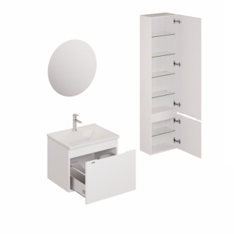 Kúpeľňová zostava s umývadlom vrátane umývadlovej batérie, vtoku a sifónu Naturel Ancona biela KSETANCONA11