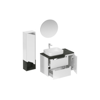 Kúpeľňová zostava s umývadlom vrátane umývadlovej batérie, vtoku a sifónu Naturel Stilla biela lesk KSETSTILLA018