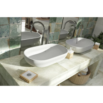 Umývadlo na dosku SAT Cemento 65x35 cm šedá bez prepadu CEM6535TS