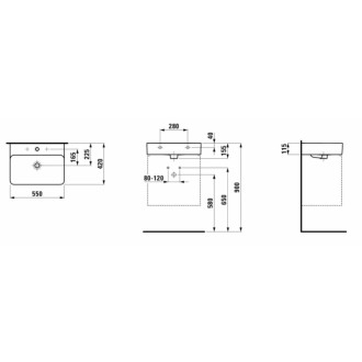 Umývadlo Laufen Val 55x42 cm otvor pre batériu uprostred H8102820001041