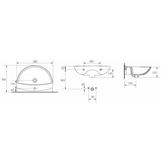 Umývadlo S-Line Pro 58,5x42,5 cm otvor pre batériu uprostred SIKOSSLPRO6042