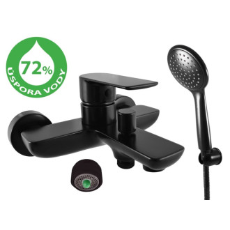 Vaňová batéria RAV SLEZÁK Vltava so sprchovacím setom 150 mm čierna VTE454.5/1CMAT