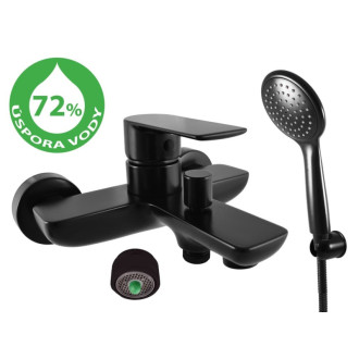 Vaňová batéria RAV SLEZÁK Vltava so sprchovacím setom 150 mm čierna VTE454.5/1CMAT