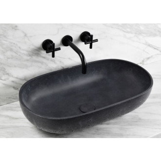 Umývadlo na dosku SAT Cemento 65x35 cm antracit bez prepadu CEM6535A