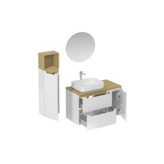 Kúpeľňová zostava s umývadlom vrátane umývadlovej batérie, vtoku a sifónu Naturel Stilla biela lesk KSETSTILLA017