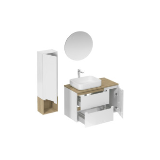 Kúpeľňová zostava s umývadlom vrátane umývadlovej batérie, vtoku a sifónu Naturel Stilla biela lesk KSETSTILLA017