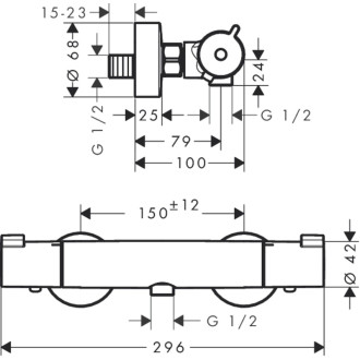 Sprchová batéria Hansgrohe Ecostat bez sprchového setu 150 mm chróm 13211000