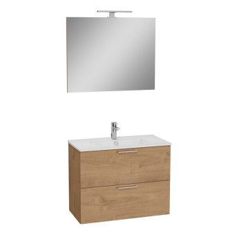 Kúpeľňová zostava s umývadlom zrkadlom a osvetlením Vitra Mia 79x61x39,5 cm dub MIASET80D