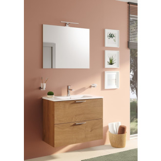 Kúpeľňová zostava s umývadlom zrkadlom a osvetlením Vitra Mia 79x61x39,5 cm dub MIASET80D