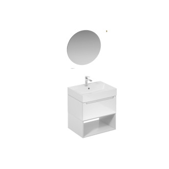 Kúpeľňová zostava s umývadlom vrátane umývadlovej batérie, vtoku a sifónu Naturel Stilla biela lesk KSETSTILLA012