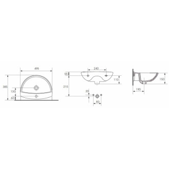 Umývadlo S-Line Pro 49,5x38,5 cm otvor pre batériu uprostred SIKOSSLPRO5038