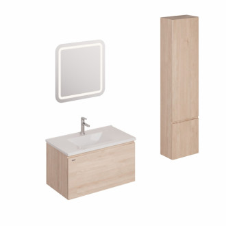 Kúpeľňová zostava s umývadlom vrátane umývadlovej batérie, vtoku a sifónu Naturel Ancona akácie KSETANCONA15