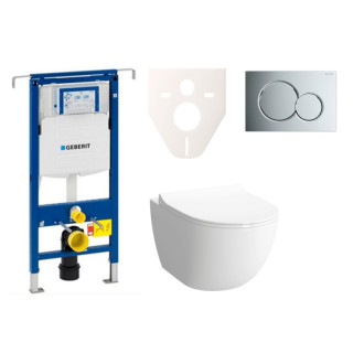 Cenovo zvýhodnený závesný WC set Geberit do ľahkých stien / predstenová montáž + WC Vitra Vitra Shift SIKOGES4N2