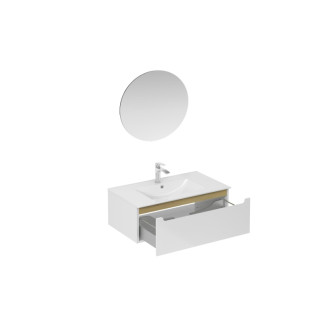 Kúpeľňová zostava s umývadlom vrátane umývadlovej batérie, vtoku a sifónu Naturel Stilla biela lesk KSETSTILLA027