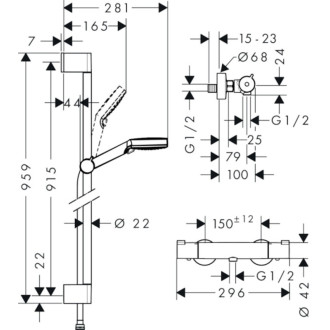 Sprchová batéria Hansgrohe Crometta so sprchovacím setom 150 mm biela/chróm 27813400