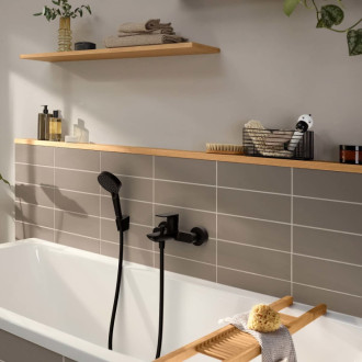 Vaňová batéria Hansgrohe Rebris E bez sprchového setu 150 mm matná čierna 72450670