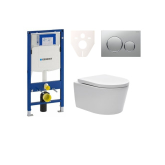 Cenovo zvýhodnený závesný WC set Geberit do ľahkých stien / predstenová montáž + WC SAT Brevis SIKOGES3W42