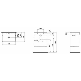 Umývadlo Laufen Val 60x42 cm otvor pre batériu uprostred H8102830001041