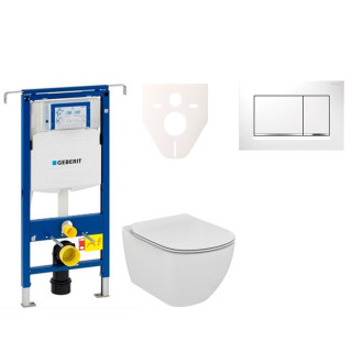 Cenovo zvýhodnený závesný WC set Geberit do ľahkých stien / predstenová montáž + WC Ideal Standard Tesi 111.355.00.5NF5
