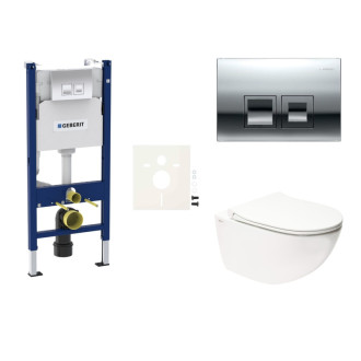 Cenovo zvýhodnený závesný WC set Geberit do ľahkých stien / predstenová montáž + WC SAT Infinitio SIKOGESINFD35