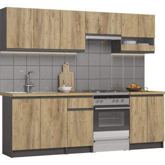 Kuchynská linka Naturel Katarina Grafit LUX 2.4 m