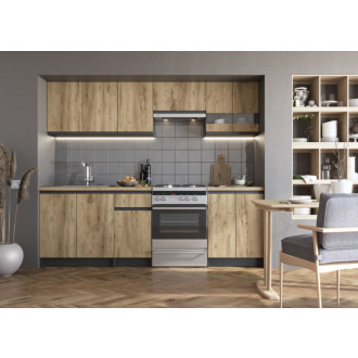 Kuchynská linka Naturel Katarina Grafit LUX 2.4 m