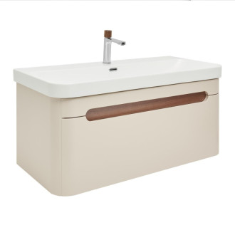 Kúpeľňová skrinka s umývadlom a batériou SAT Fusion 97,5x43x45 cm pieskovo béžová mat SATFUSION100BEMWBA