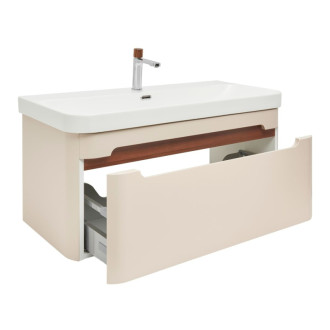 Kúpeľňová skrinka s umývadlom a batériou SAT Fusion 97,5x43x45 cm pieskovo béžová mat SATFUSION100BEMWBA