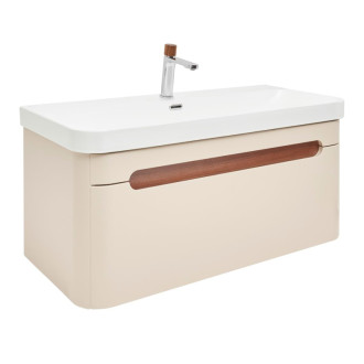 Kúpeľňová skrinka s umývadlom a batériou SAT Fusion 97,5x43x45 cm pieskovo béžová mat SATFUSION100BEUBA