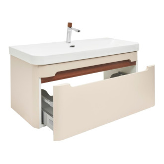 Kúpeľňová skrinka s umývadlom a batériou SAT Fusion 97,5x43x45 cm pieskovo béžová mat SATFUSION100BEUBA