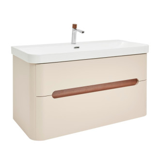 Kúpeľňová skrinka s umývadlom a batériou SAT Fusion 97,5x53x45 cm pieskovo béžová mat SATFUSION2100BEUBA