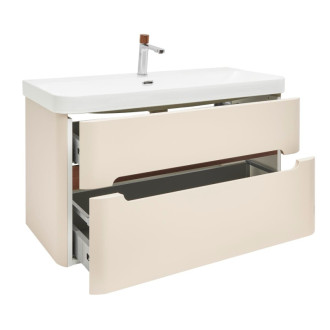 Kúpeľňová skrinka s umývadlom a batériou SAT Fusion 97,5x53x45 cm pieskovo béžová mat SATFUSION2100BEUBA