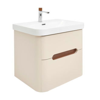 Kúpeľňová skrinka s umývadlom a batériou SAT Fusion 57,5x53x45 cm pieskovo béžová mat SATFUSION260BEMWBA