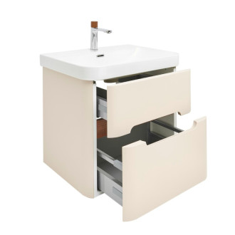 Kúpeľňová skrinka s umývadlom a batériou SAT Fusion 57,5x53x45 cm pieskovo béžová mat SATFUSION260BEMWBA
