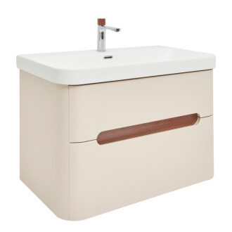 Kúpeľňová skrinka s umývadlom a batériou SAT Fusion 77,5x53x45 cm pieskovo béžová mat SATFUSION280BEMWBA
