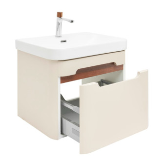 Kúpeľňová skrinka s umývadlom a batériou SAT Fusion 57,5x43x45 cm pieskovo béžová mat SATFUSION60BEMWBA