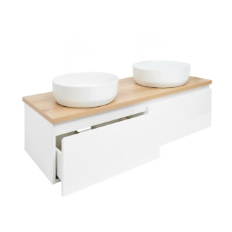 Kúpeľňová skrinka s krycou doskou SAT B-Way 119x30x45 cm biela lesk BWAY120WDOAKU2