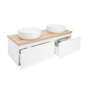 Kúpeľňová skrinka s krycou doskou SAT B-Way 119x30x45 cm biela lesk BWAY120WDOAKU2