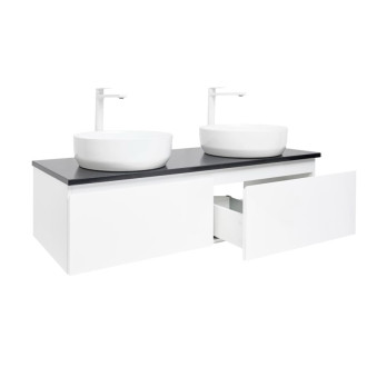 Kúpeľňová skrinka s kamennou krycou doskou SAT B-Way 119x30x45 cm biela lesk BWAY120WU2B2B