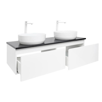 Kúpeľňová skrinka s kamennou krycou doskou SAT B-Way 119x30x45 cm biela lesk BWAY120WU2B2B