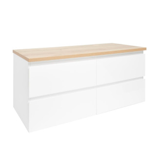 Kúpeľňová skrinka s krycou doskou SAT B-Way 119x50x45 cm biela lesk BWAY2120WDOAK